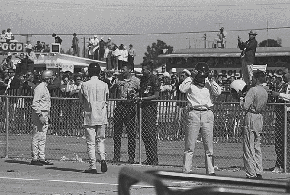 Dave MacDonald and Fireball Roberts co-drive the Shelby Cobra Roadster at the 12 HRS Sebring in 1963